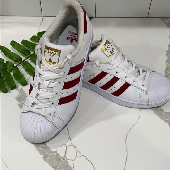 adidas superstar maroon stripes